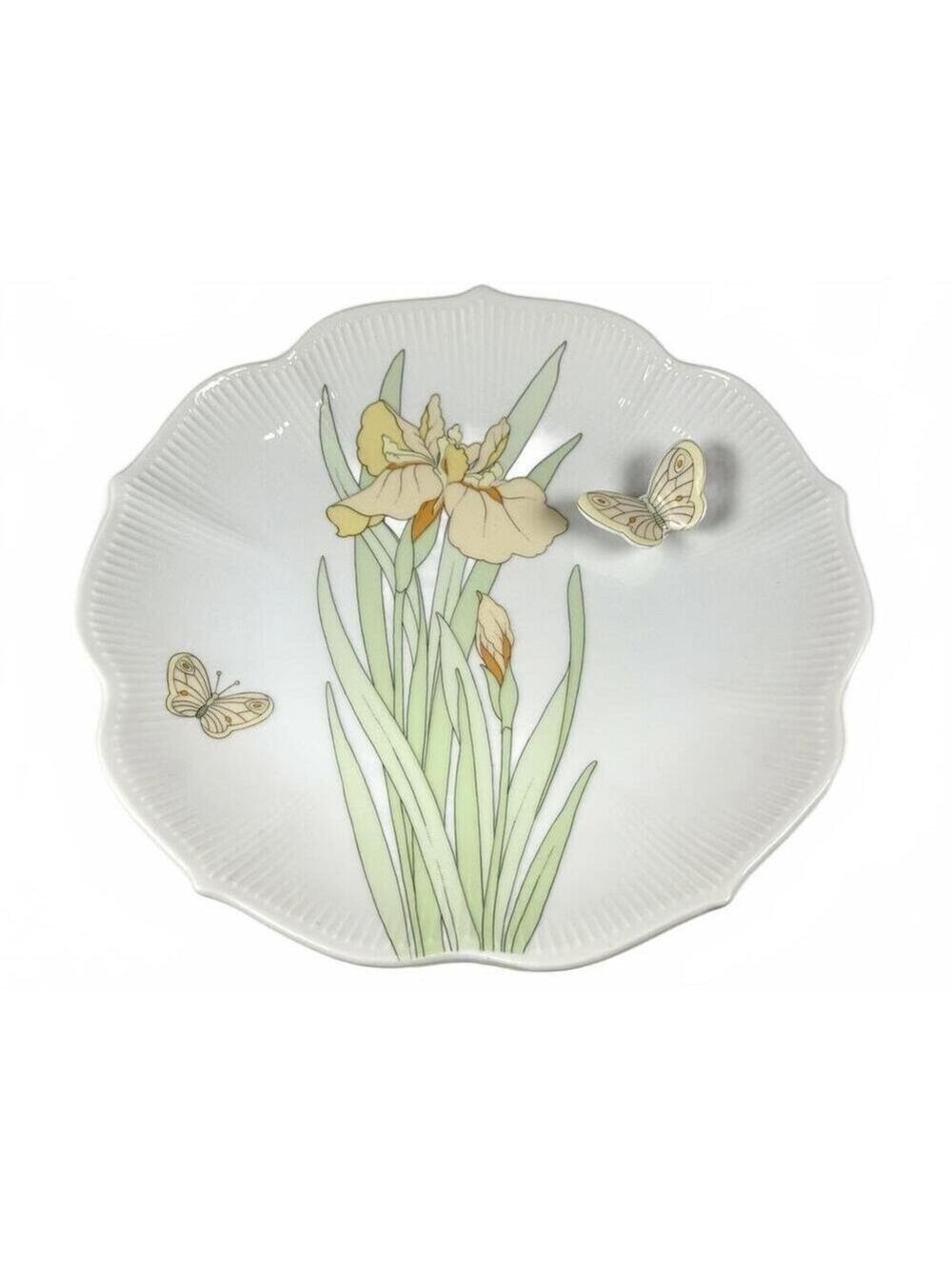 Vintage Cameron Japan Iris Butterfly Porcelain Decorative Plate Scalloped Rim - Picture 10 of 10